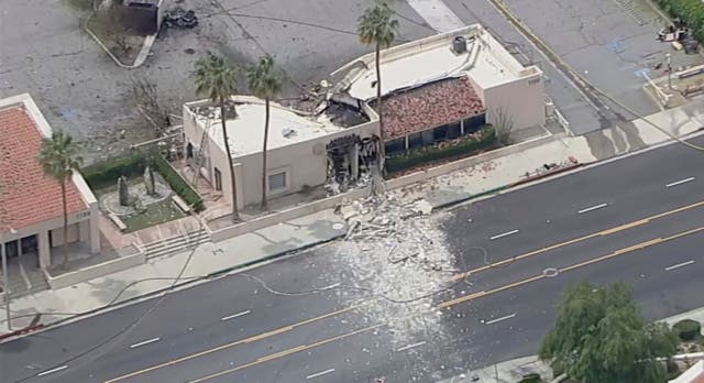<p>Debris covers the ground after an explosion on Saturday, May 17, 2025 in Palm Springs, California</p>