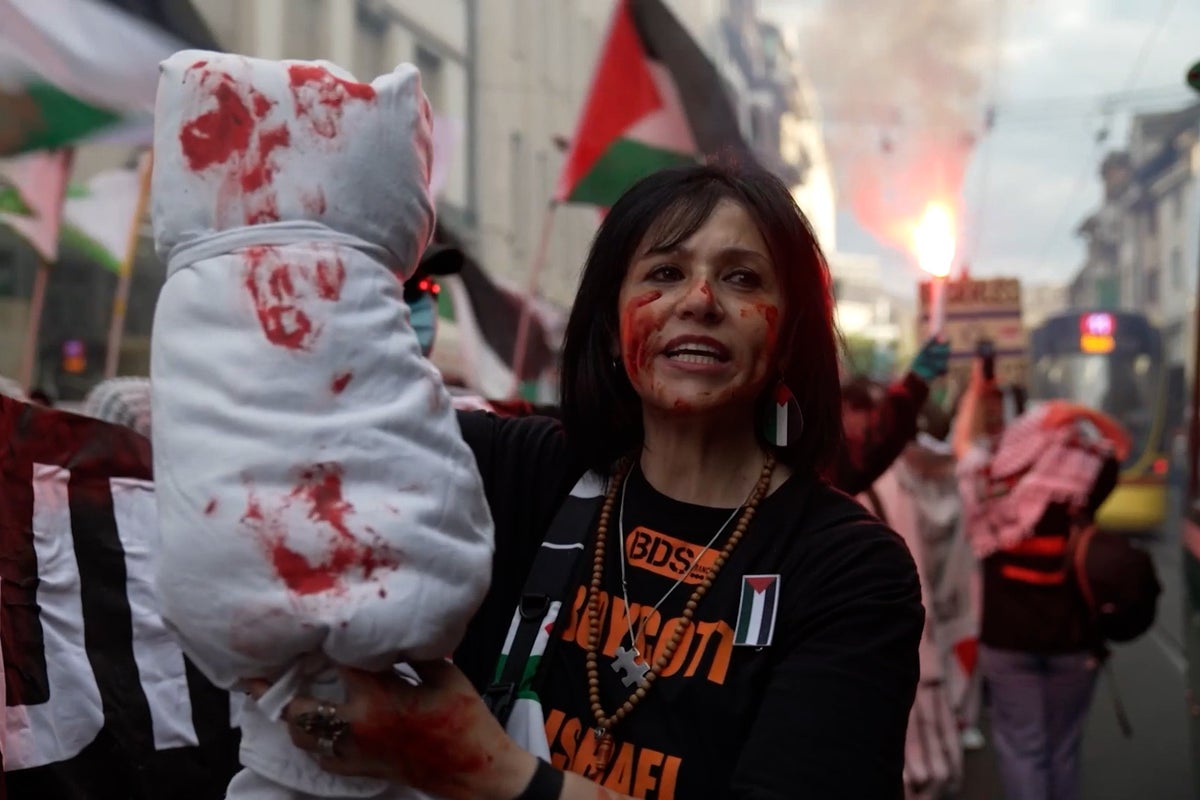 Watch: Pro-Palestine activists take to Basel streets ahead of Eurovision