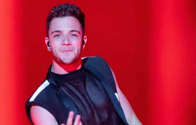 <p>Luca Hänni performs at the 2025 Eurovision Song Contest</p>