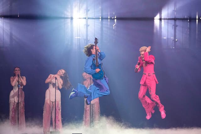Ziferblat from Ukraine perform the song Bird Of Pray during the grand final of the 69th Eurovision Song Contest in Basel, Switzerland (Martin Meissner/AP)