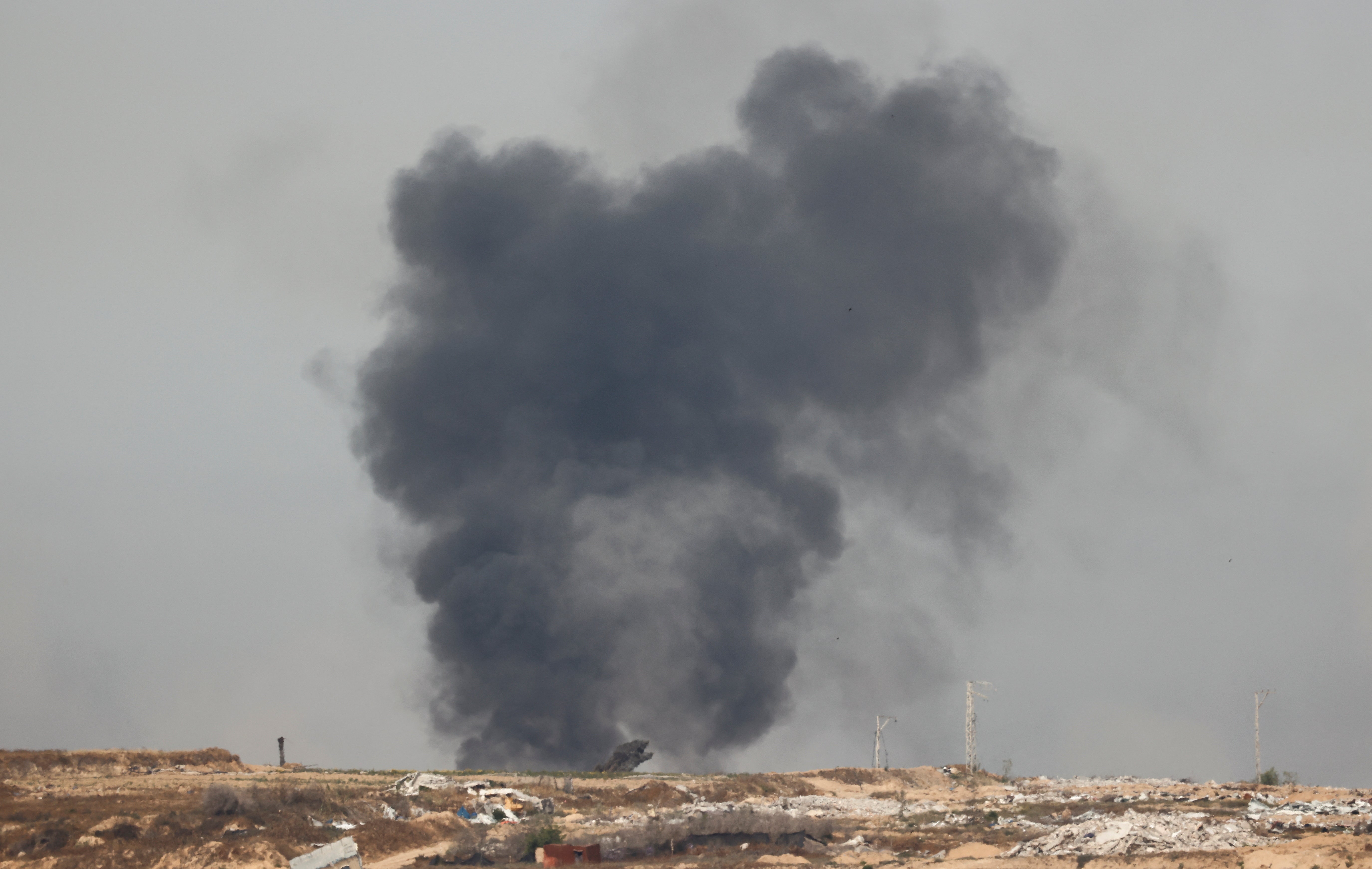 Smoke rises from northern Gaza, as seen from the Israeli side of the Israel-Gaza border