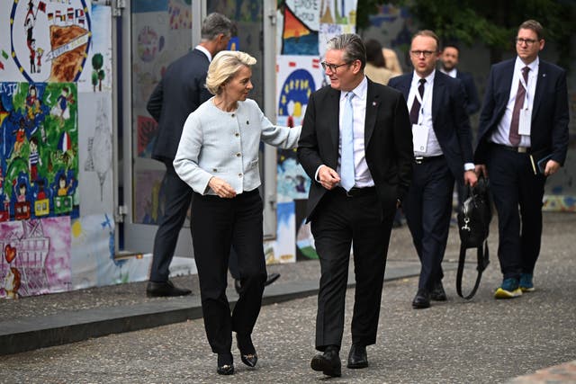 Sir Keir Starmer will meet Ursula von der Leyen in London on Monday (Leon Neal/PA)