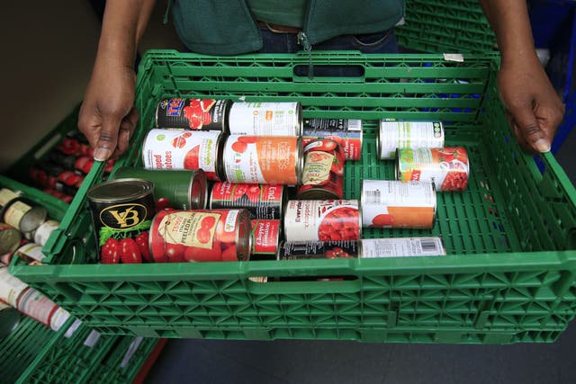 Stocks of food at a foodbank (Jonathan Brady/PA)