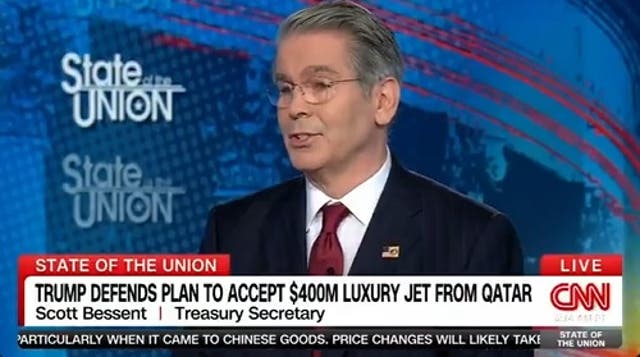 <p>Treasury Secretary Scott Bessent claimed that a $400m jet gifted to Donald Trump from Qatar would go to the US government</p>