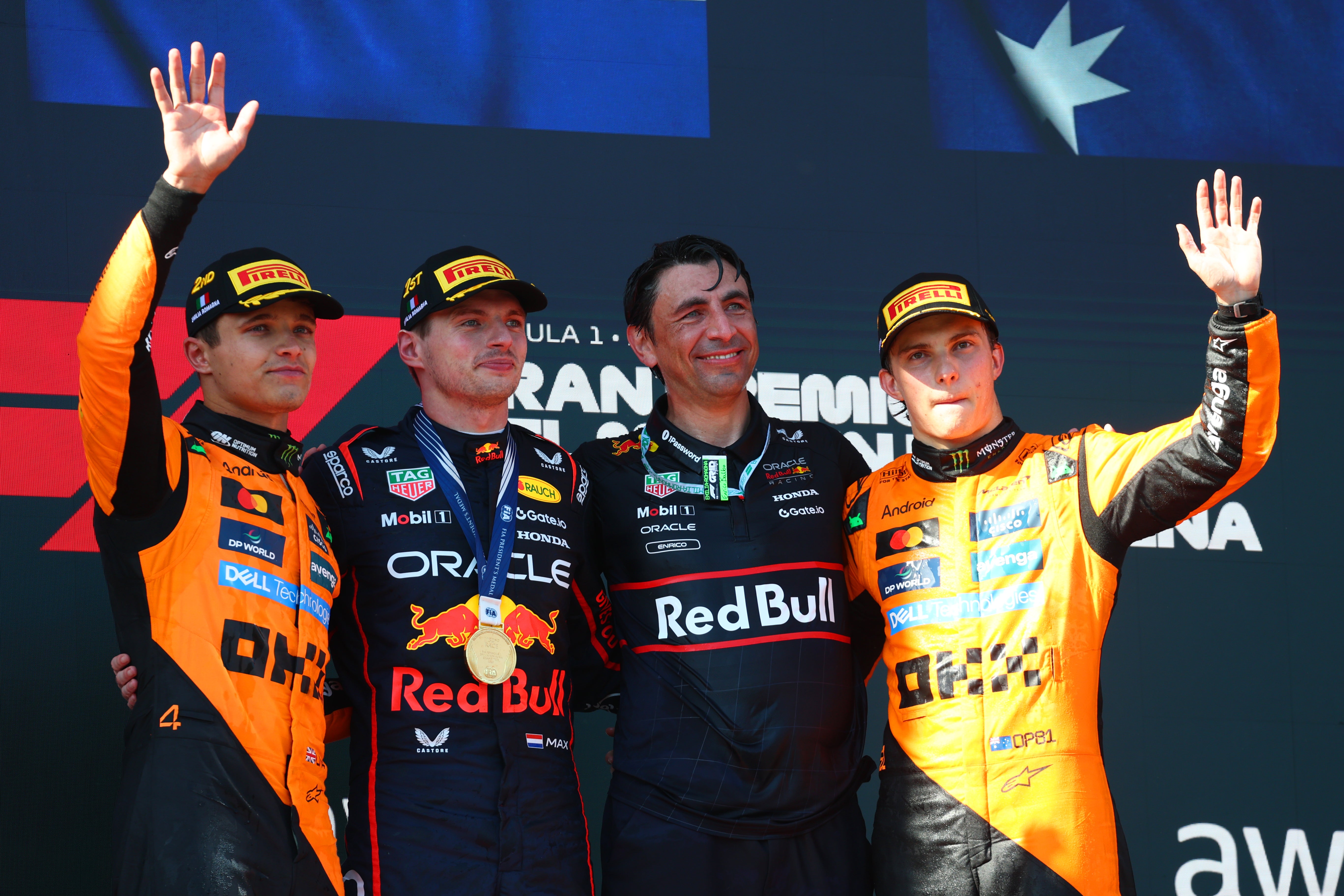 Lando Norris finished second with Piastri in third
