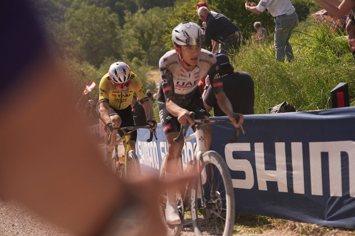 Wout van Aert pips Giro d’Italia leader Isaac Del Toro to victory on stage nine
