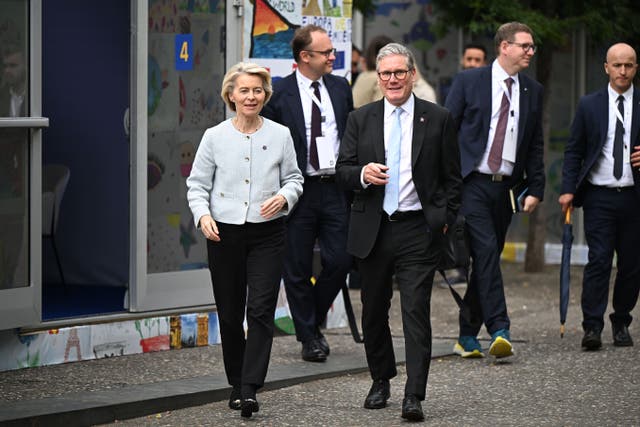 Sir Keir Starmer hopes to strike a deal with the EU when he meets European Commission President Ursula von der Leyen on Monday (Leon Neal/PA)