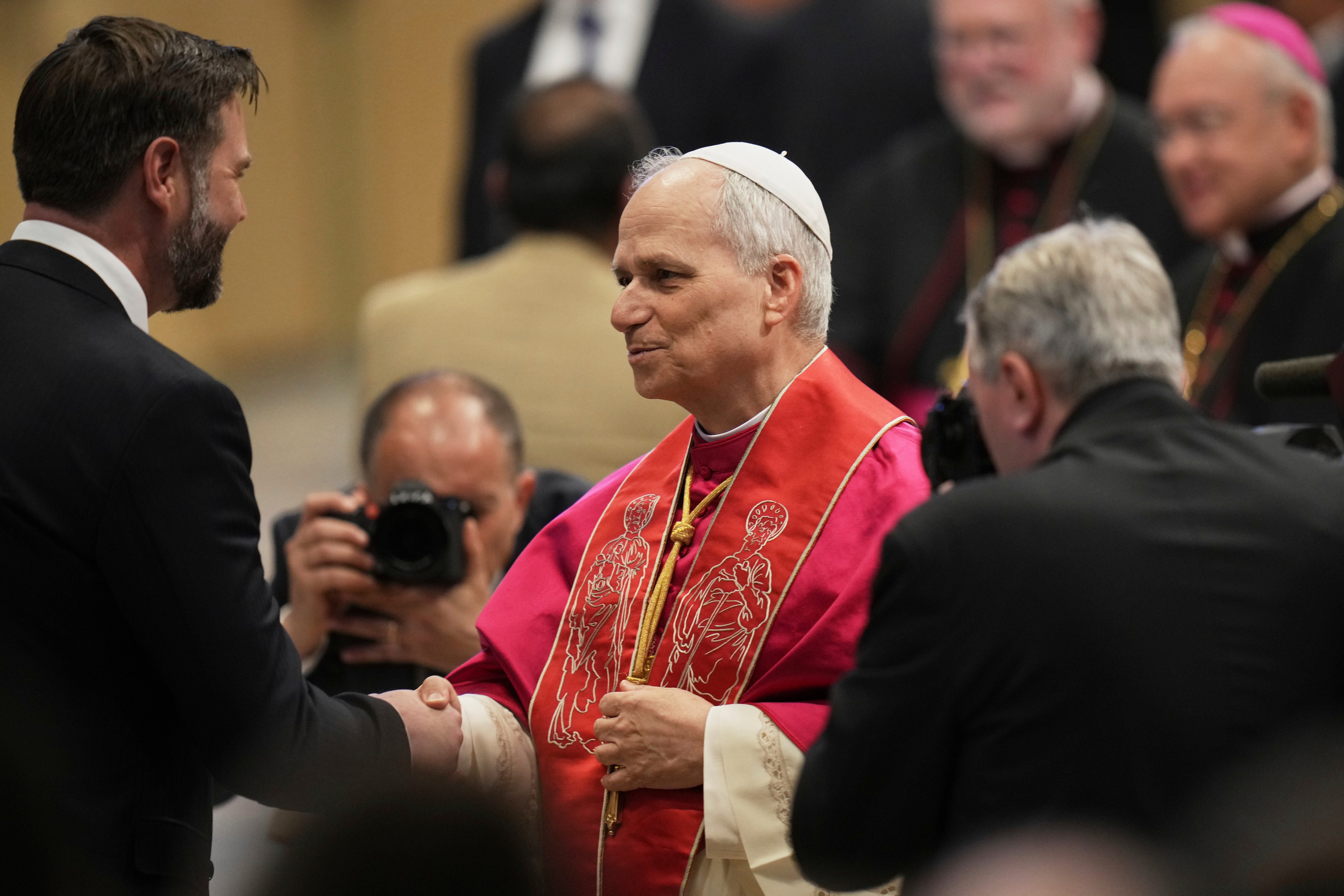 The pair had already met at the Pope’s formal mass on Sunday