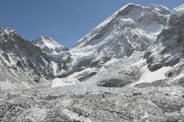 <p>A general view of Everest base camp, some 140km northeast of Kathmandu</p>