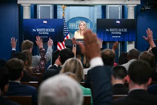 Karoline Leavitt is giving a press conference on Monday morning