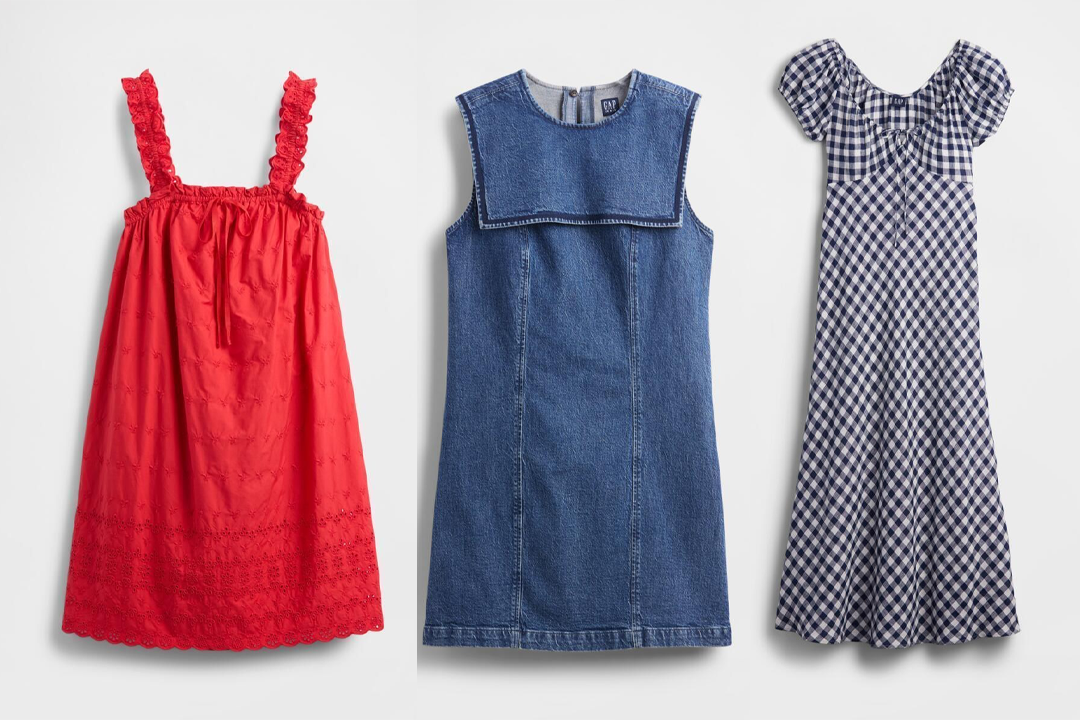 The red babydoll dress, denim mini and gingham midi