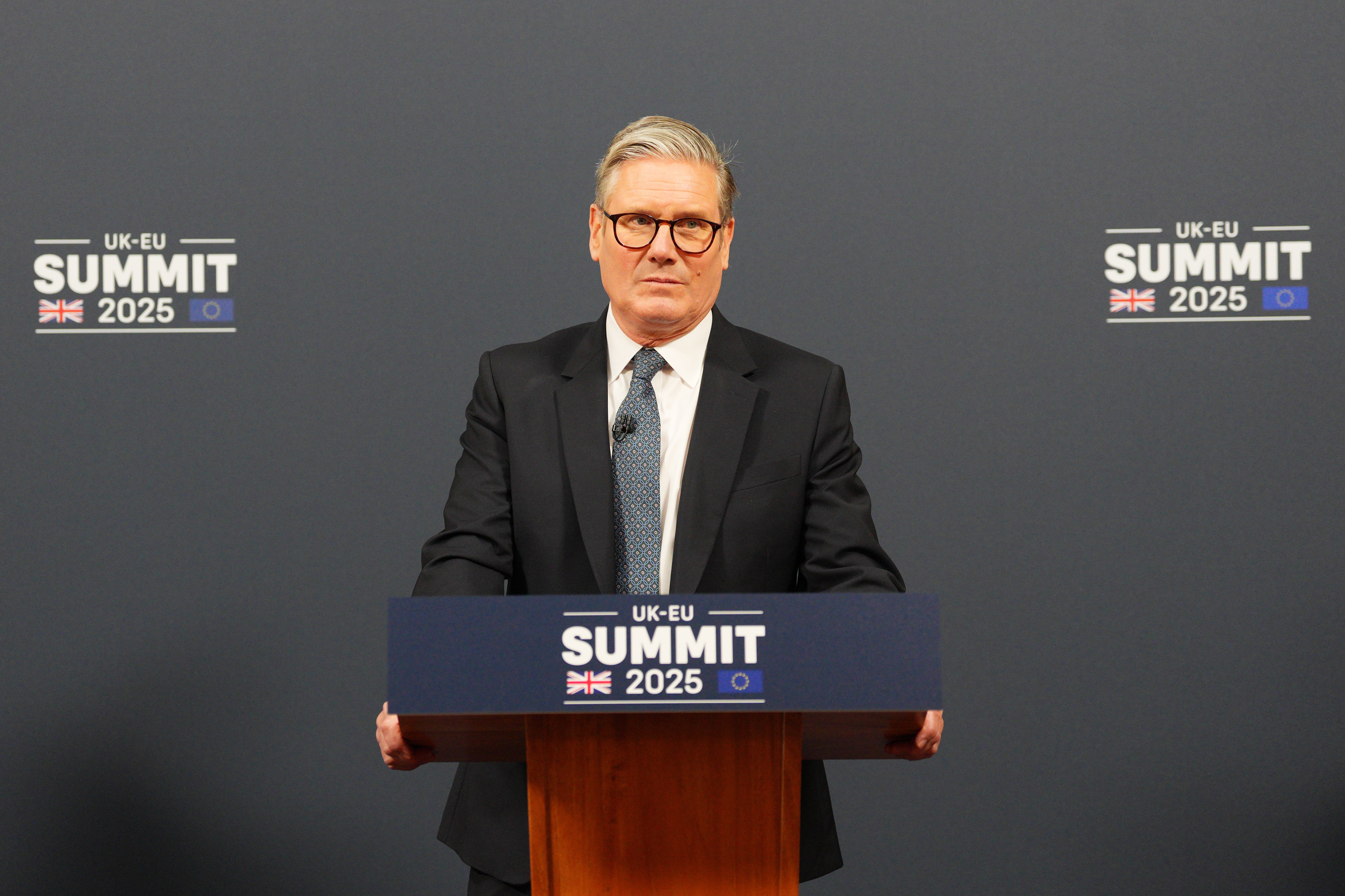 Starmer at his ‘EU reset’ press conference in May 2025. Despite announcing that British travellers would be able to use e-gates in Europe and that businesses could sell food into the EU again, many critics agree the deal did little to move the needle (Carl Court/PA Wire)