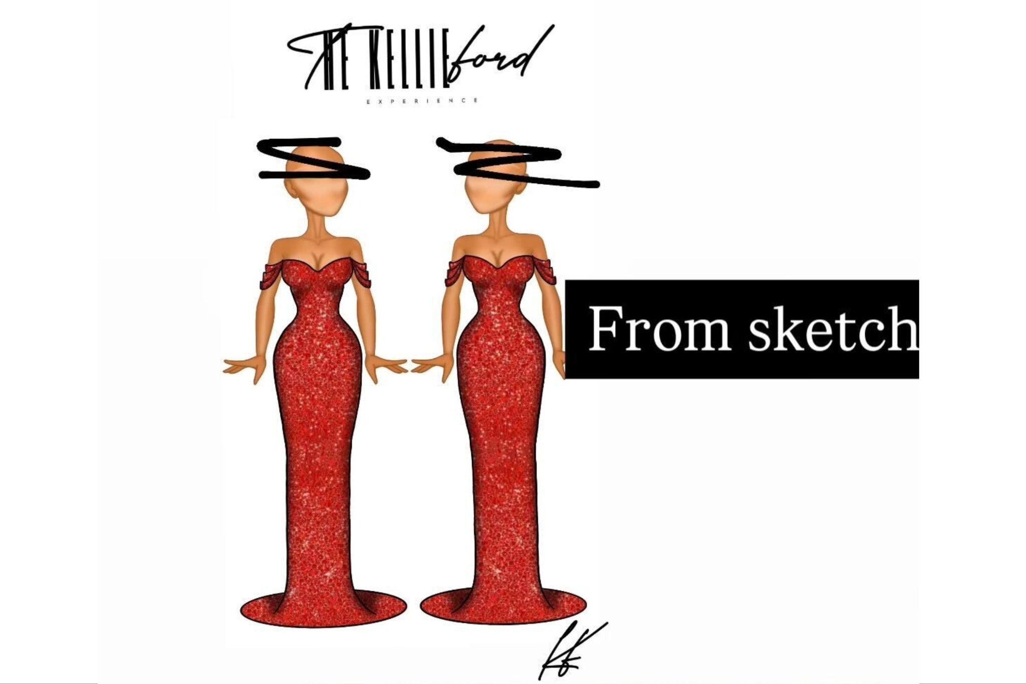 Kellie Ford shared a sketch of the prom gowns she designed for the Combs twins