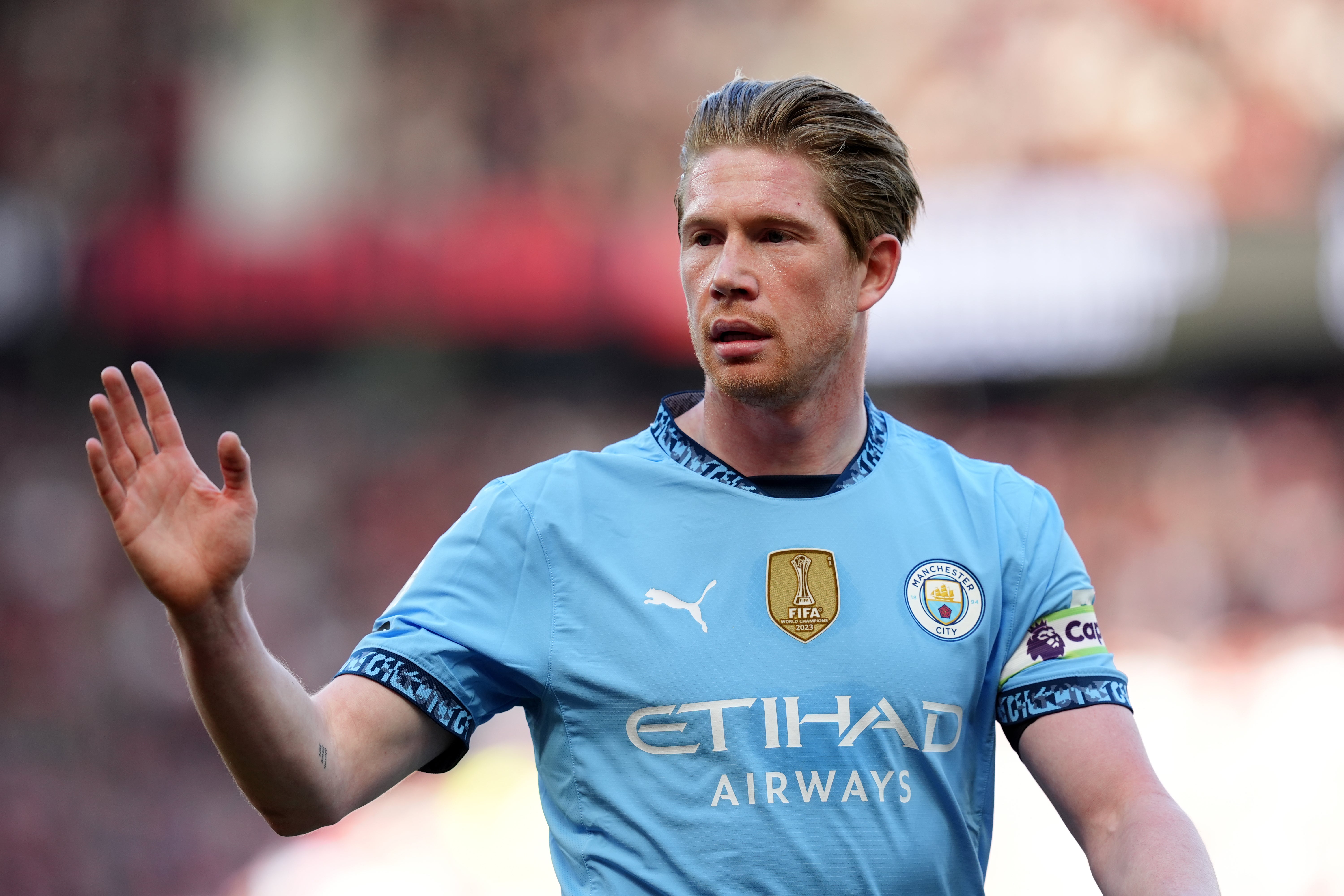 Kevin De Bruyne is set to play his final home game for City (Martin Rickett/PA)
