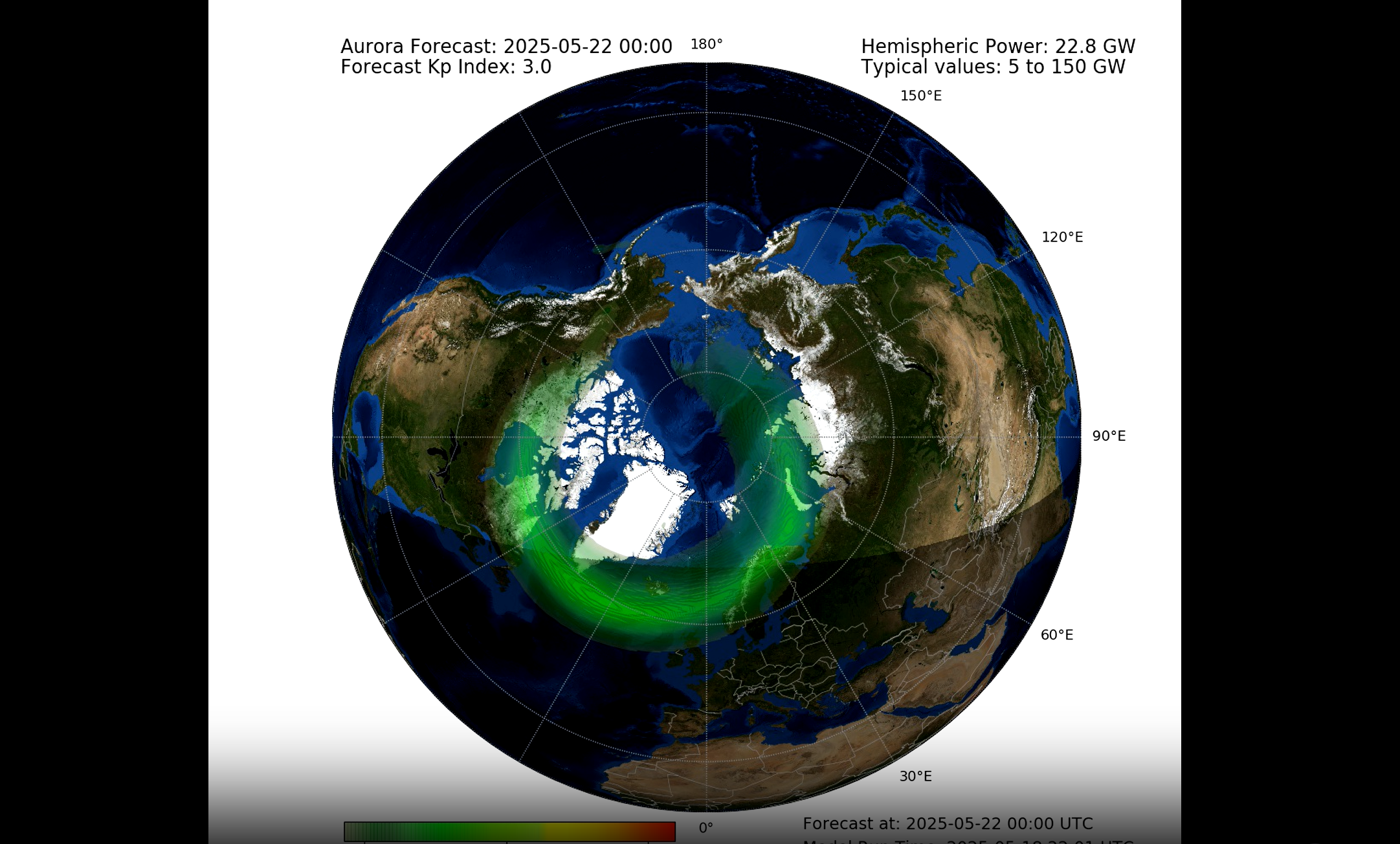 The Met Office's aurora forecast for Thursday, 22 May 2025, shows Northern Lights over the UK and Ireland