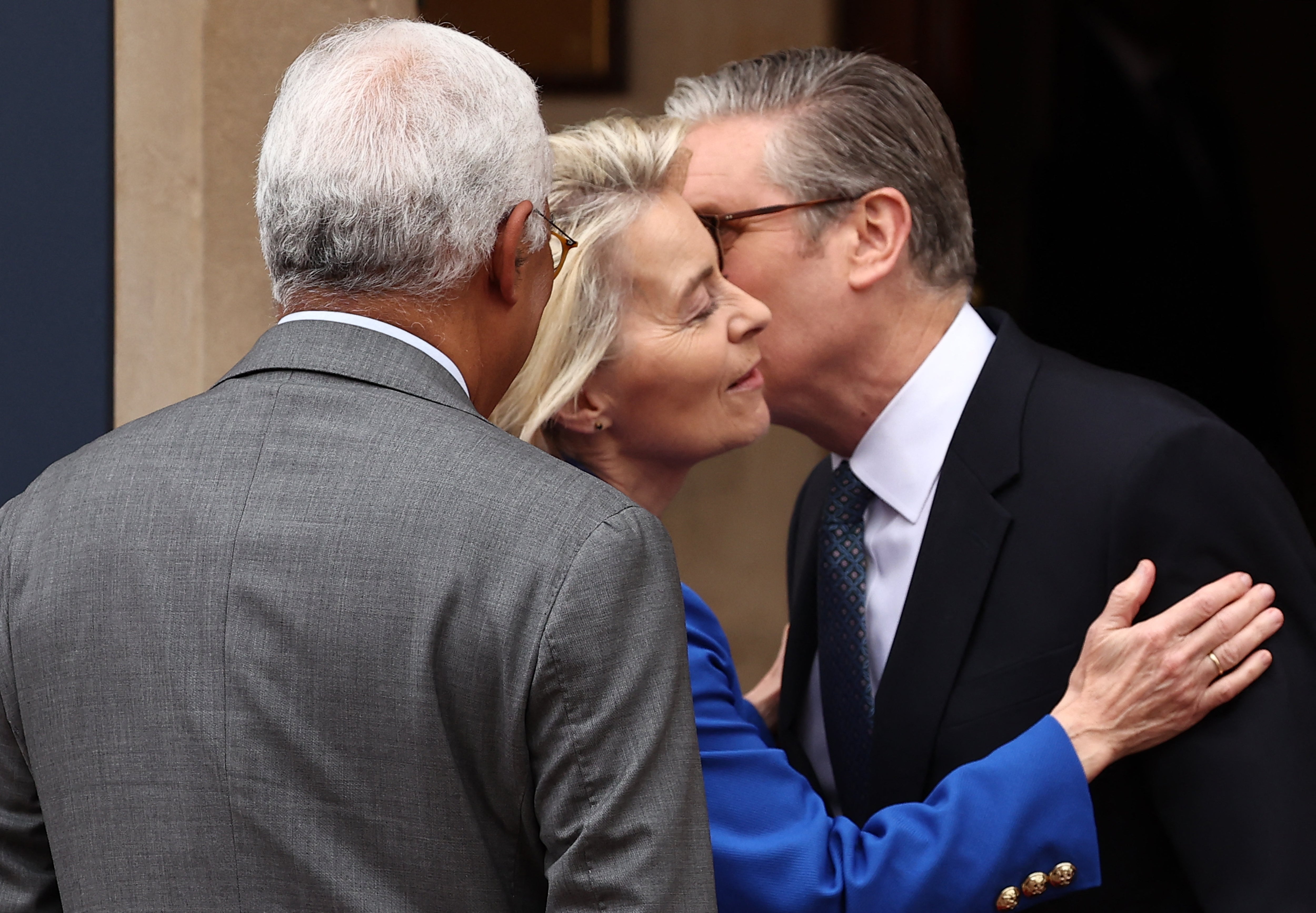 <p>Prime Minister Keir Starmer greets Ursula von der Leyen, president of the European Commission, ahead of the UK-EU summit</p>