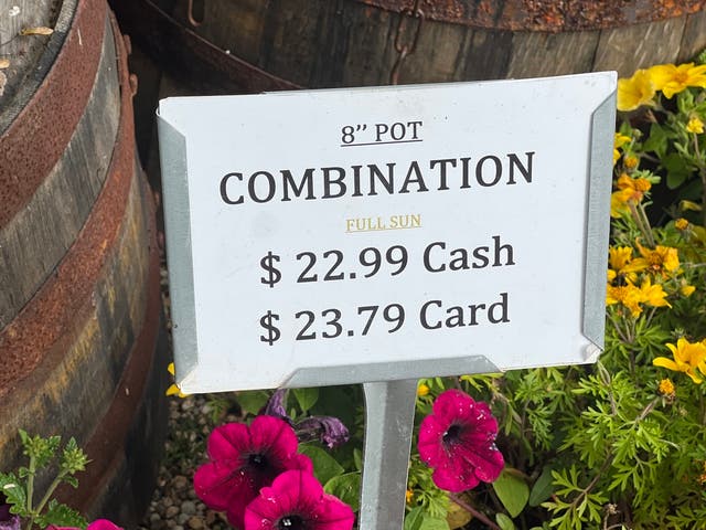 <p>Potted profit: one of many businesses in Long Island adding a 3.5% card surcharge</p>