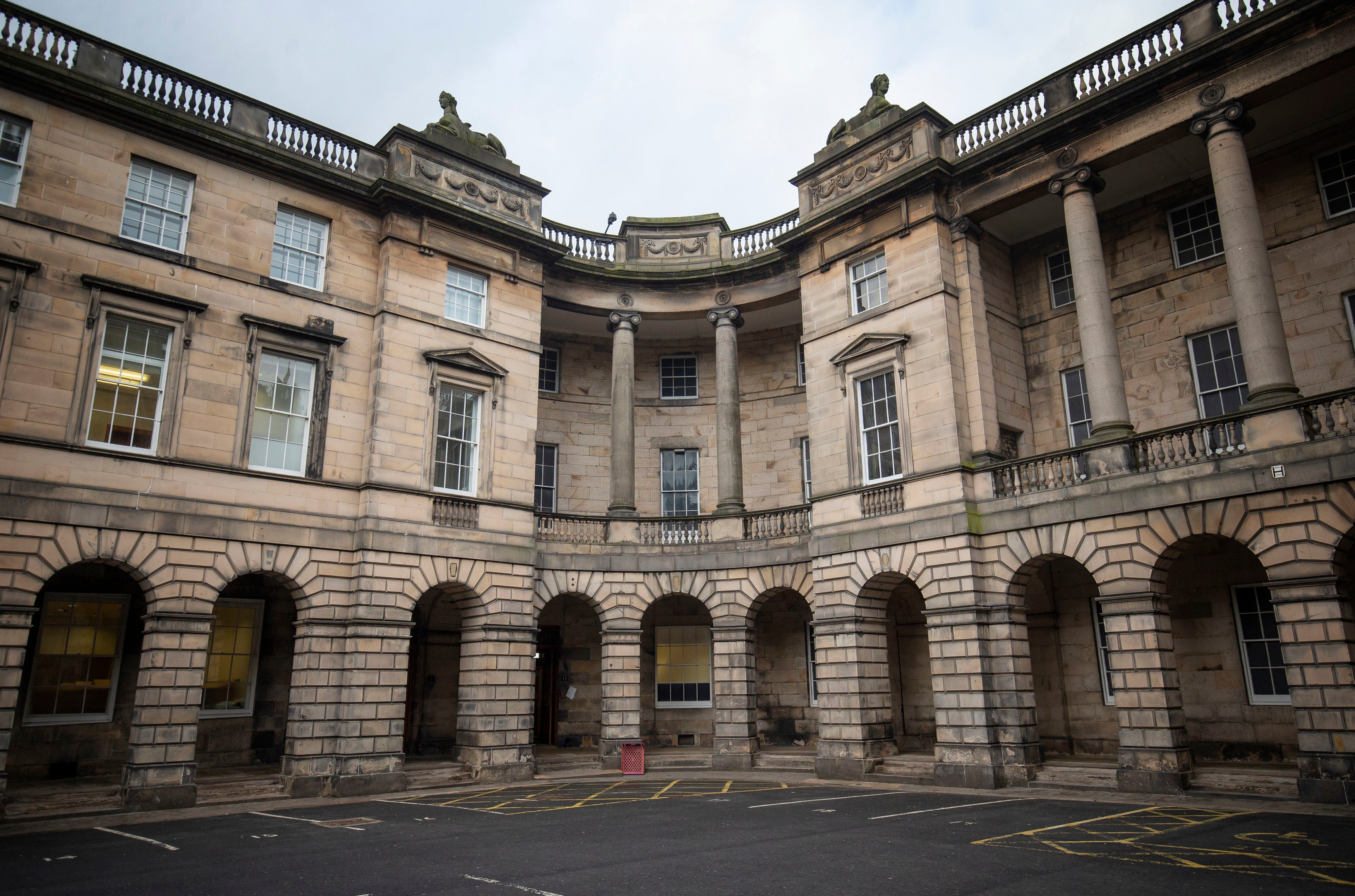 Strachan escaped while being led from the Court of Session (pictured) to a prison van following a hearing in January
