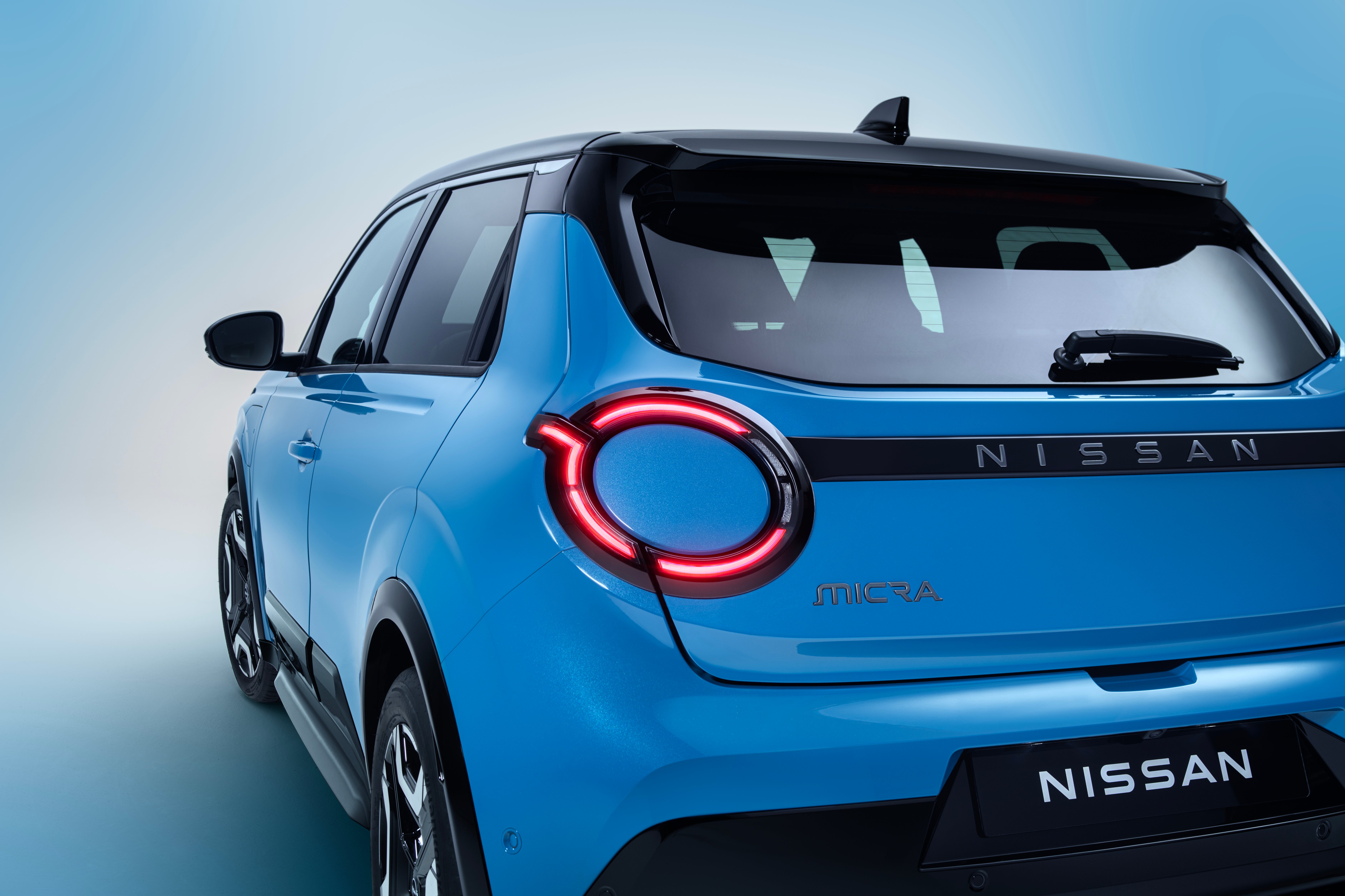 The back of the Nissan Micra also features round LED lighting, plus a bold strip with the Nissan lettering