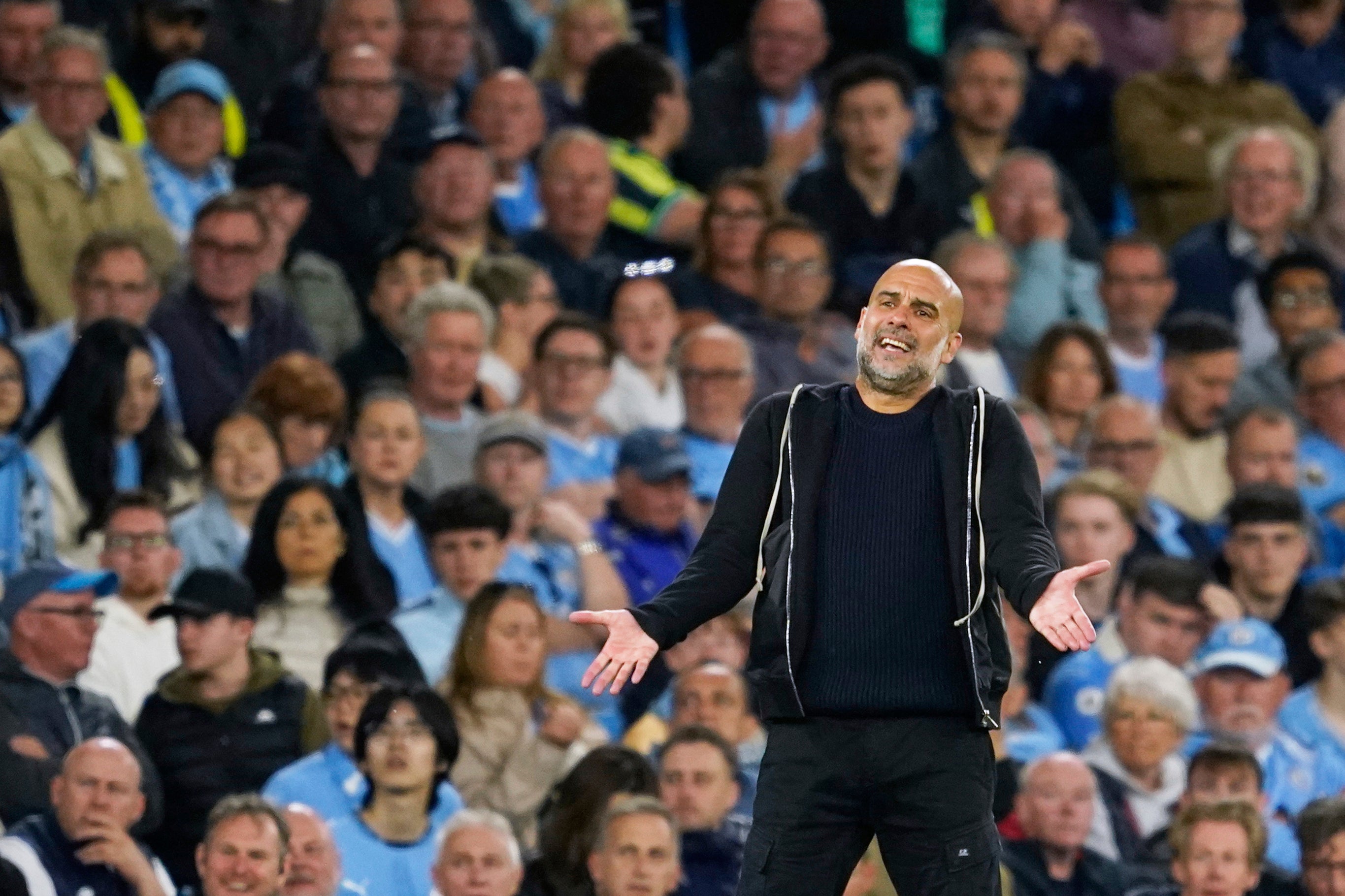 <p>Pep Guardiola has endured a frustrating season with Manchester City </p>