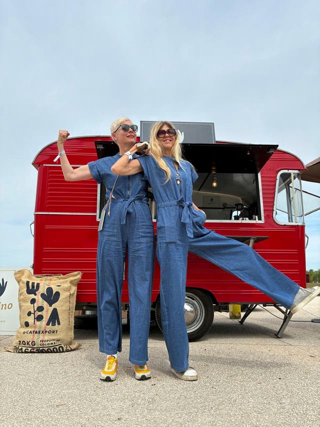 <p>Merete Buljo (right) and Tonje Thoresen (left), both from Norway, posing during the 5-day Princesses Rally in Chateau de Syam, central France</p>