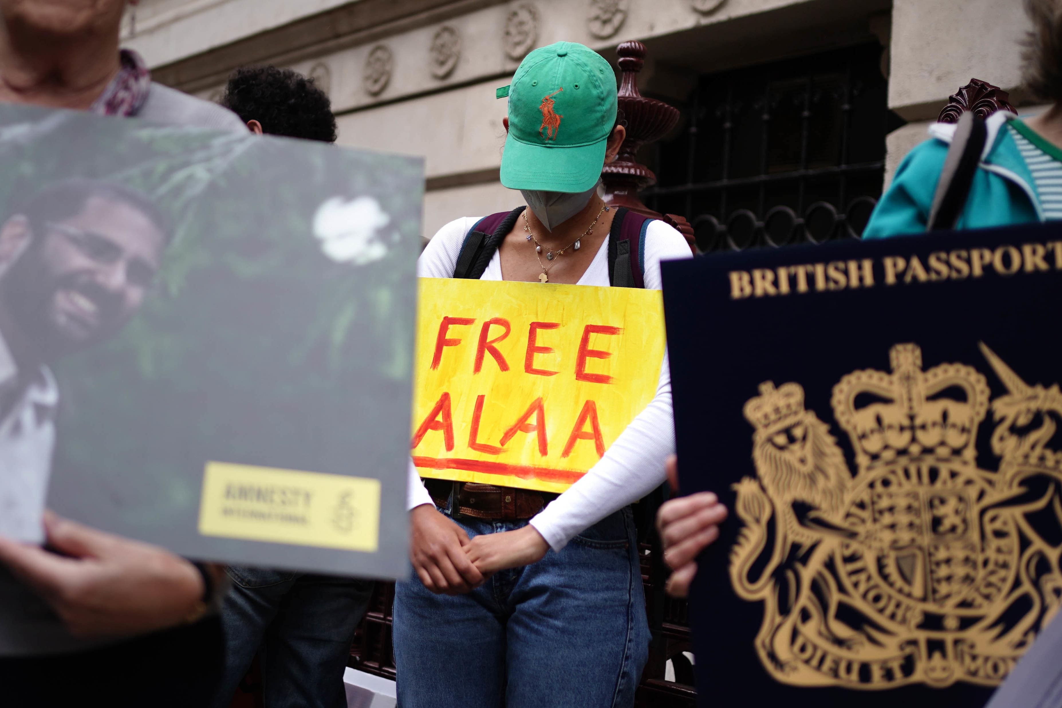 People at an Amnesty International vigil for British-Egyptian writer Alaa Abd el-Fattah (Jordan Pettitt/PA)