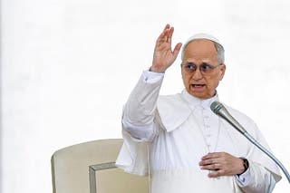 Pope Leo XIV during his first weekly General Audience in St Peter's Square