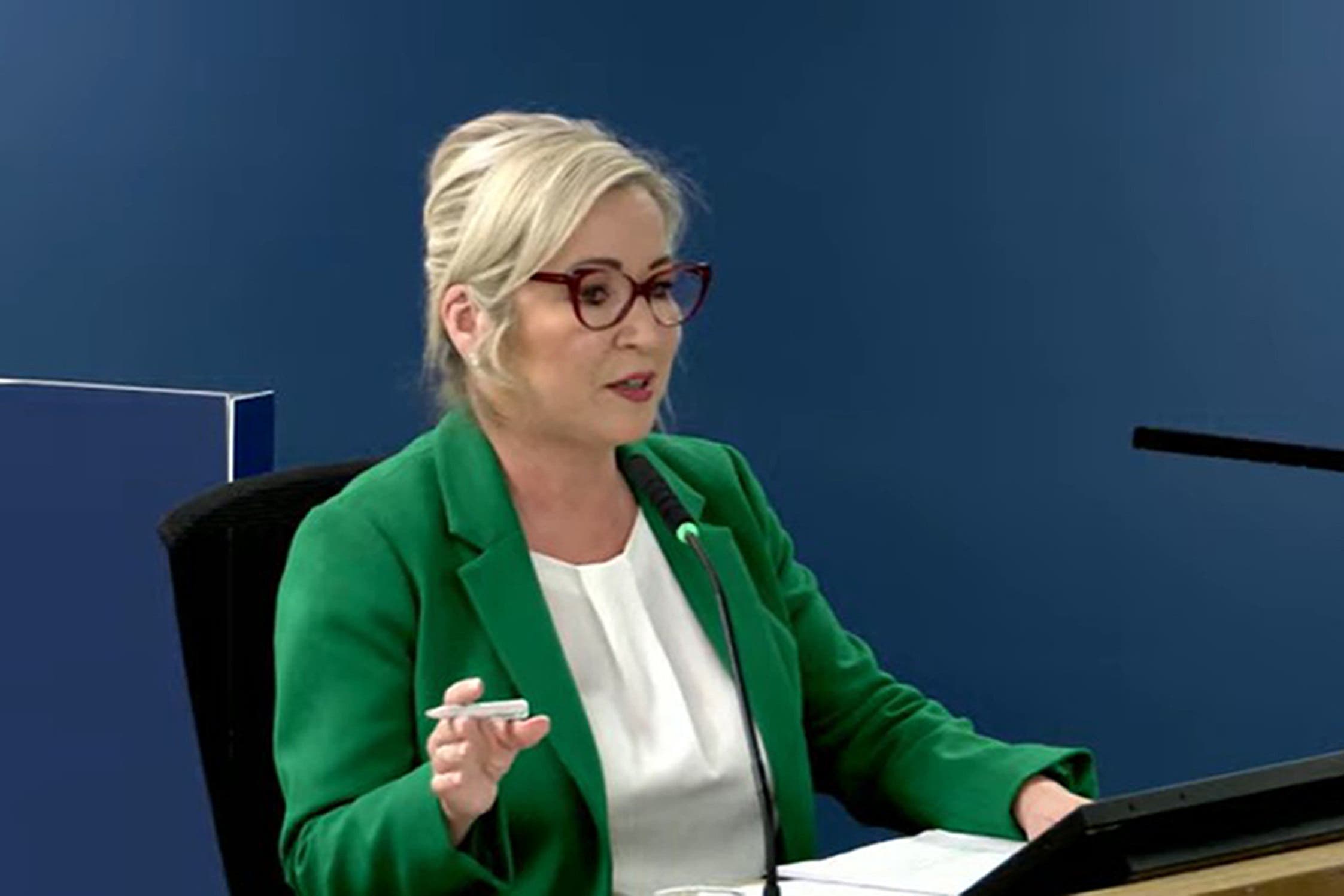 Michelle O’Neill was questioned about the Covid response (PA)