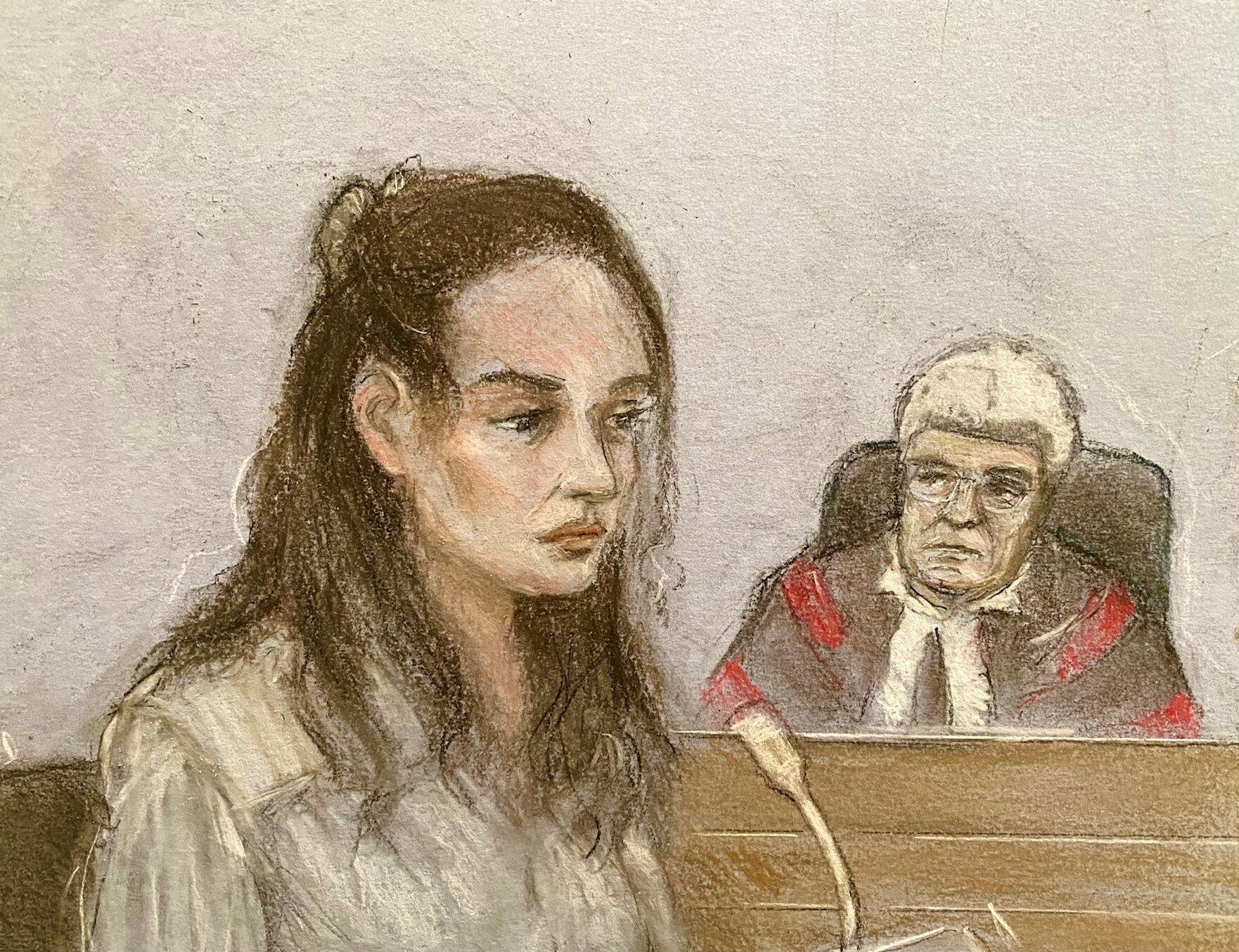 Court Artist Sketch of Constance Marten appeared in Old Belly in London
