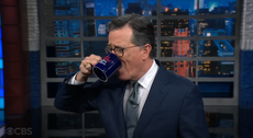 Stephen Colbert does literal spit-take while trolling CBS corporate bosses over potential ‘bribe’ of Trump