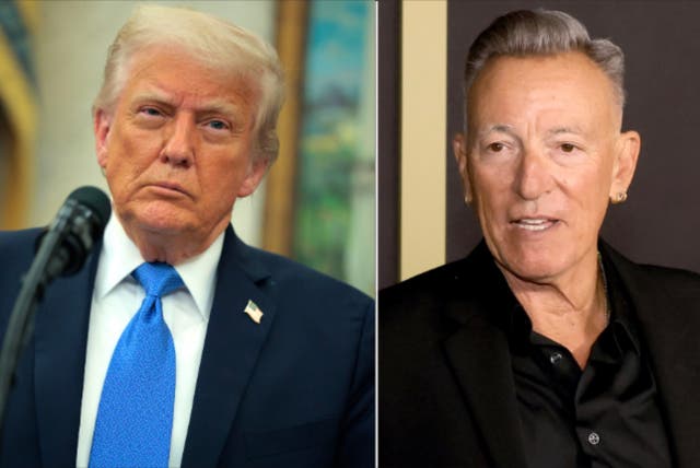 <p>President Donald Trump has shared a fake video of him hitting a golf ball at singer Bruce Springsteen amid a tense public feud. </p>