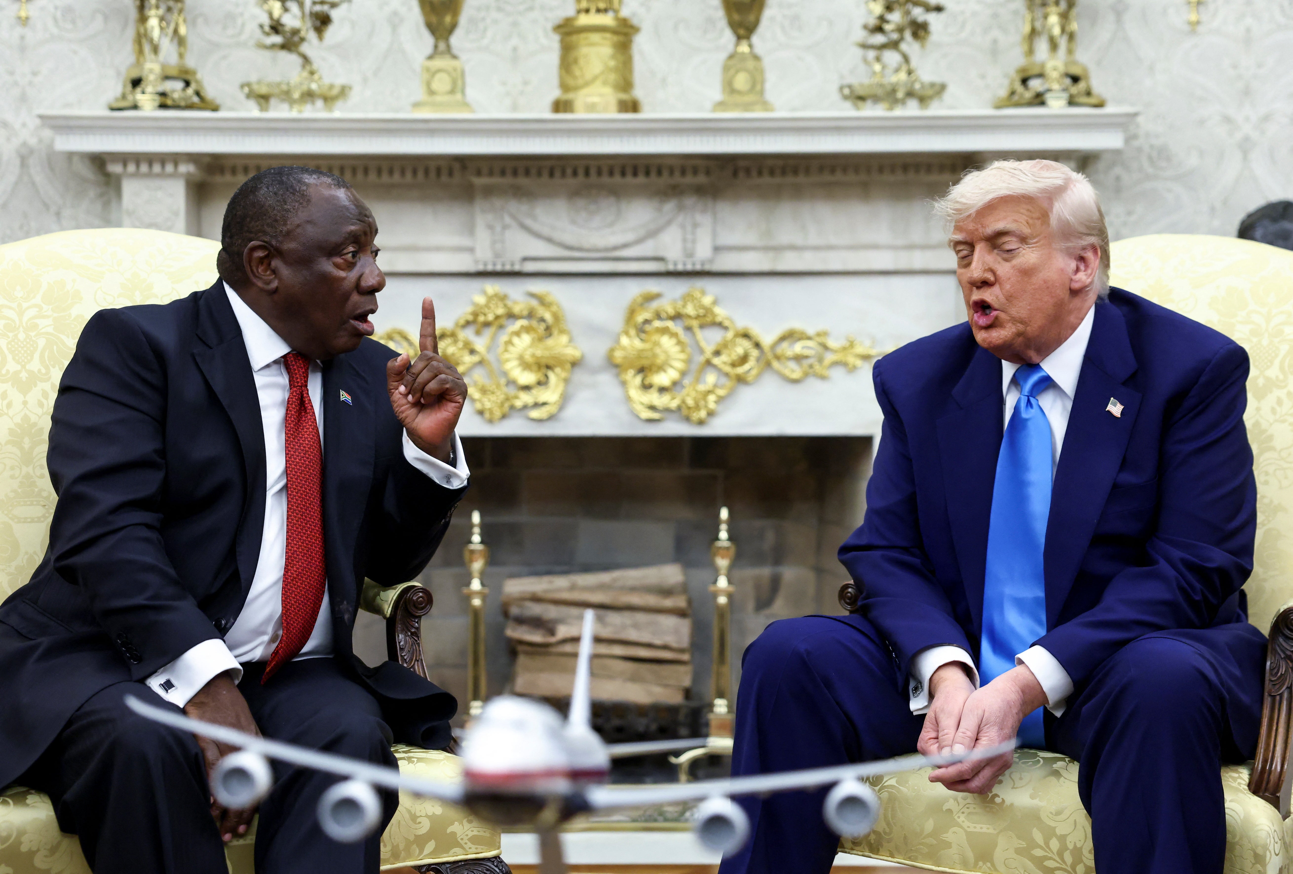 President Donald Trump meets South African President Cyril Ramaphosa in the Oval Office of the White House