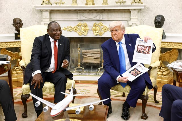 <p>South African President Cyril Ramaphosa visits US President Trump at the White House</p>
