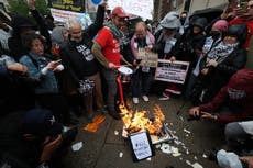 Pro-Palestine protesters burn diplomas and clash with police at Columbia graduation