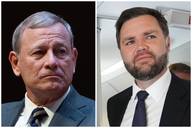 <p>Vice President JD Vance said he thought Chief Justice John Roberts was wrong for asserting courts check the excess of the executive</p>
