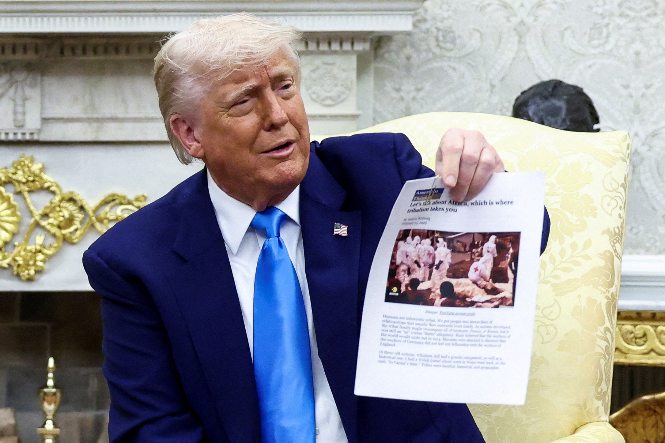 Trump shows an expression of a blog that he claimed that he had shown corpse bags with white farmers in South Africa. The picture is actually a victim in a Congolese city after a jailbreak
