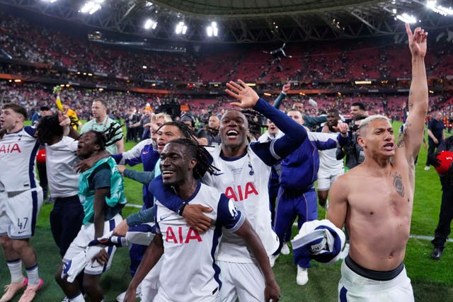 <p>Tottenham celebrated the end of a 17-year trophy drought</p>
