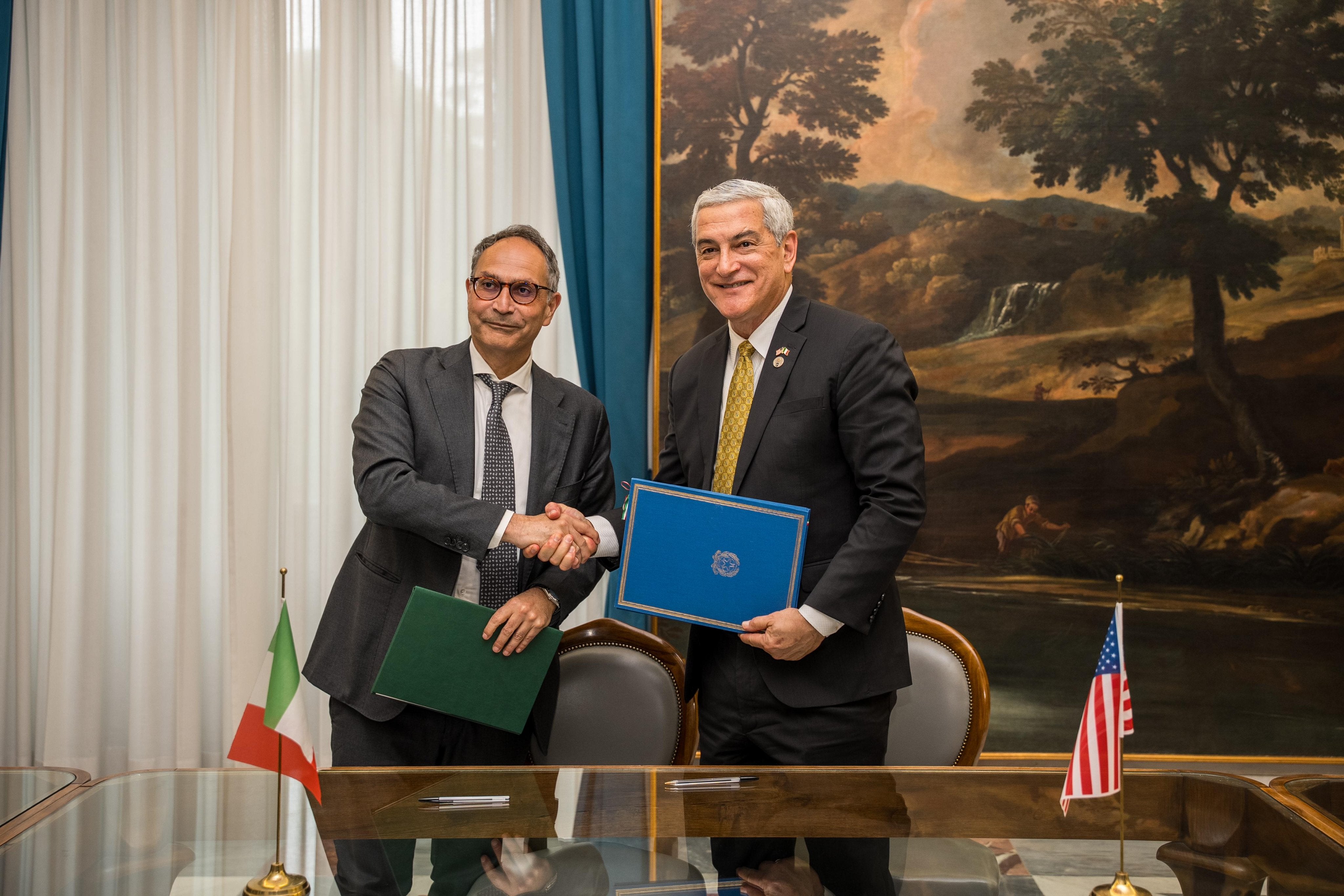 The Memorandum of Understanding was signed in Rome on Tuesday by Luigi La Rocca (left), the head of Italy's Department for Heritage Protection, and Kelly McKeague (right), the director of DPAA