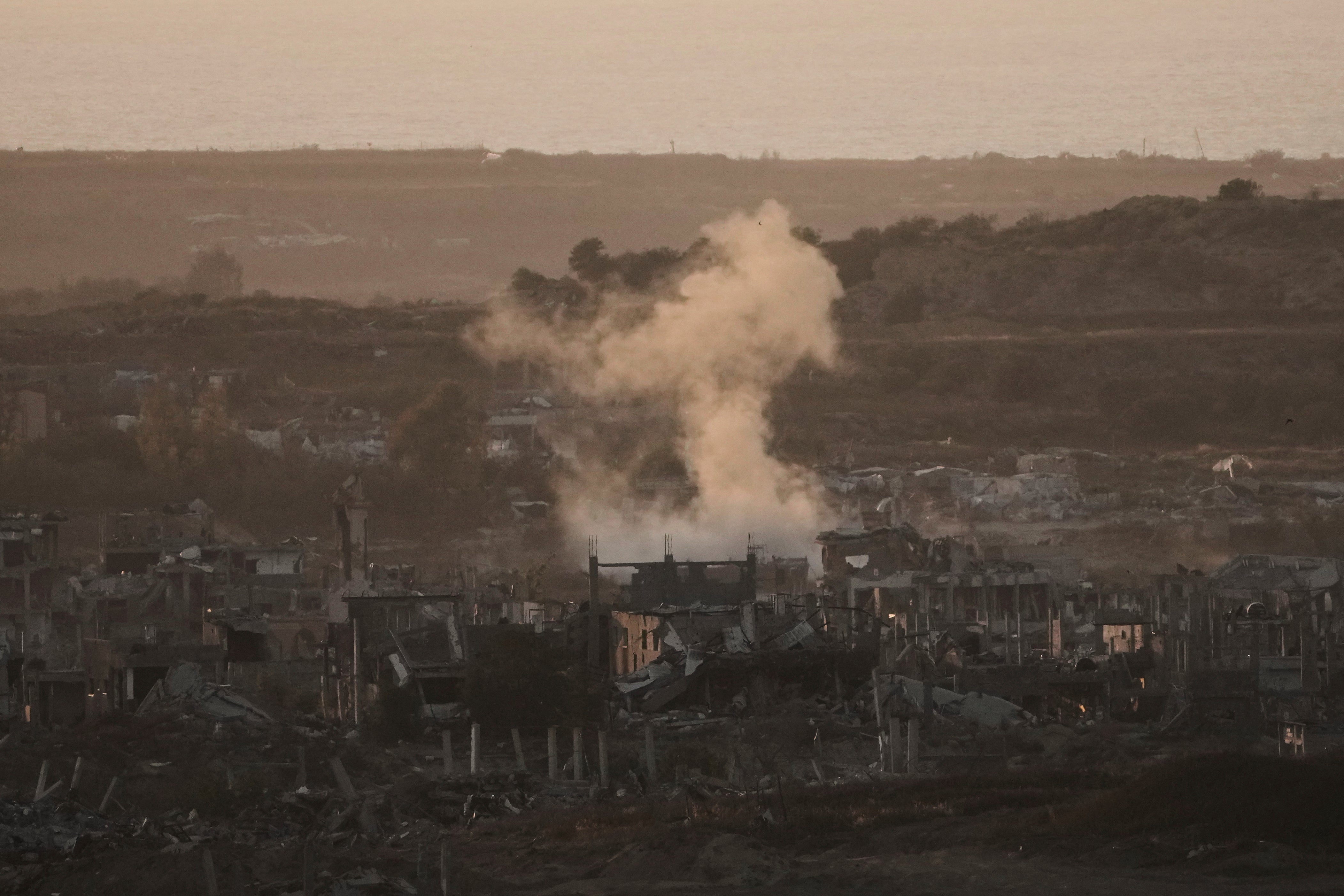 Smoke rises following an Israeli army bombardment in Gaza Strip
