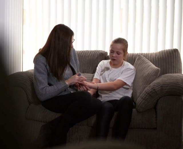<p>Chloe Norris, a 12-year-old girl from Kent, pictured with her mum Stacey, was bought the nail set for Christmas in 2023 </p>