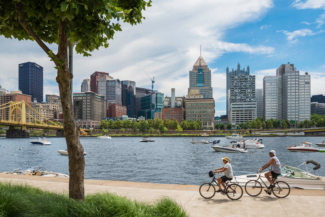 Pittsburgh's Three Rivers Heritage Trail offers a network of multi-use paths that run alongside the city's rivers