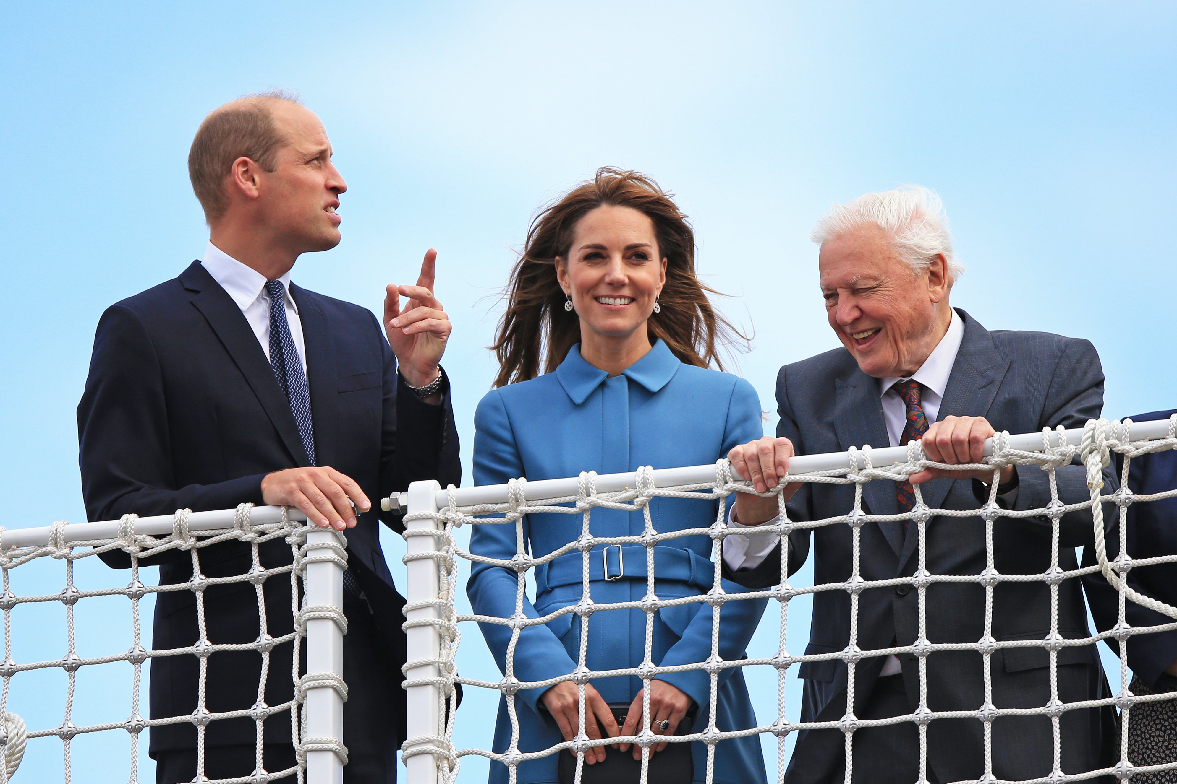 Prince William, Sir David Attenborough, and the Princess of Wales in 2019