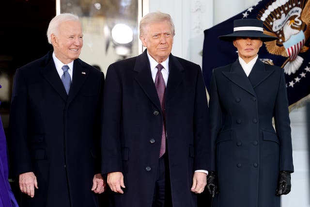 <p>Biden welcomes President-elect Donald Trump and Melania Trump to the White House ahead of Trump's inauguration on 20 January 2025</p>