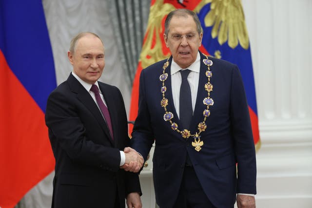 <p>Vladimir Putin with Sergey Lavrov </p>