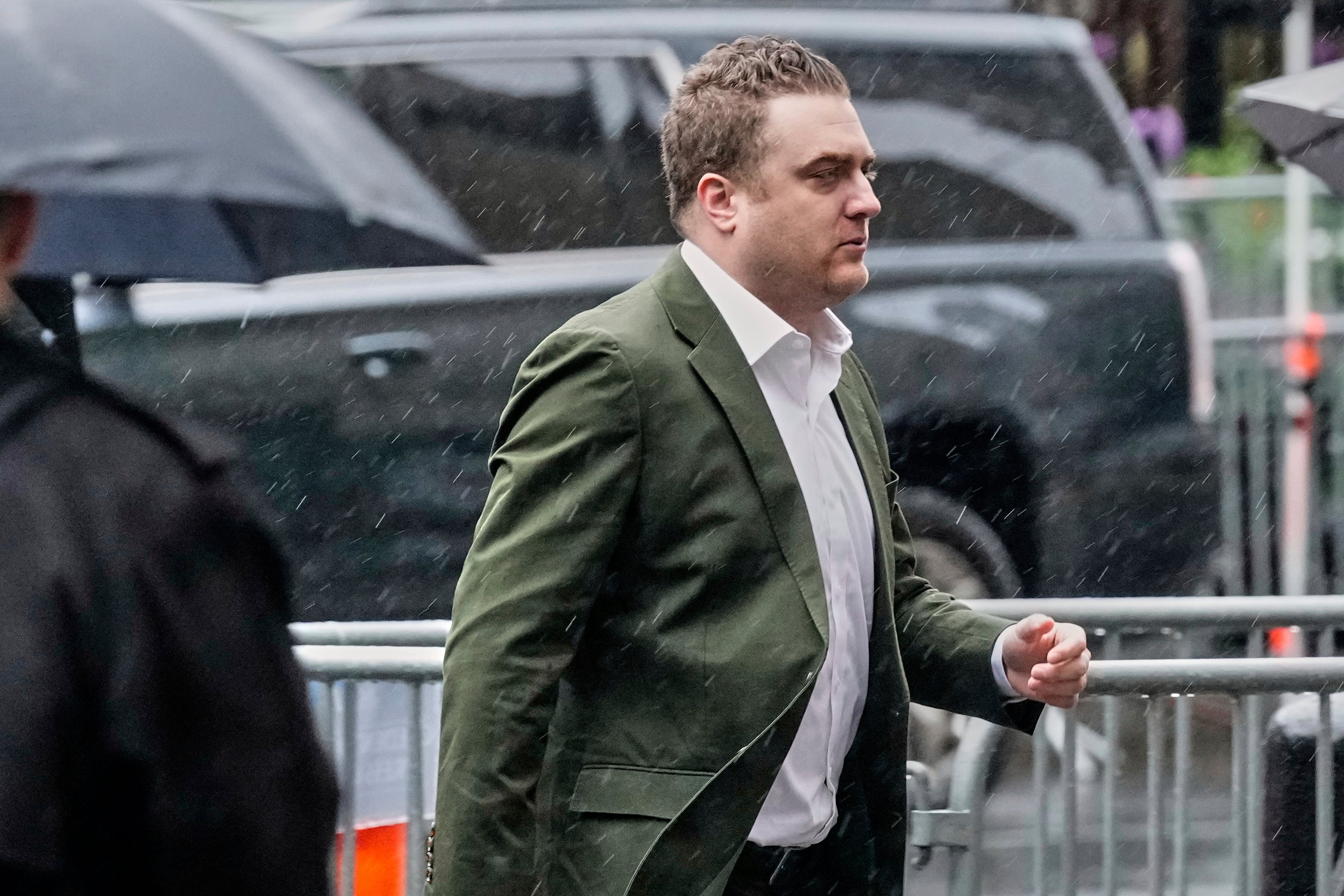 George Kaplan pictured entering Manhattan federal court on Thursday morning ahead of his testimony