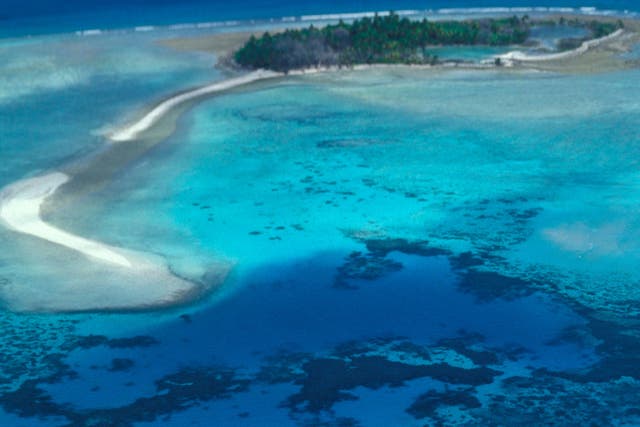 <p>An aerial view of Diego Garcia in the Indian ocean </p>