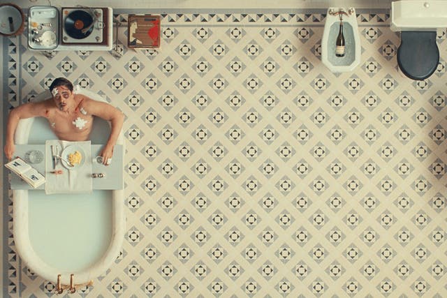 <p>Zoom in for detail: Benicio Del Toro soaks up the scenery in Wes Anderson’s ‘The Phoenician Scheme’</p>