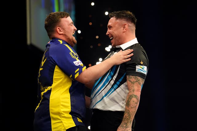 Luke Littler, left, continues his rivalry with Gerwyn Price at the Premier League play-offs next week (Martin Rickett/PA)