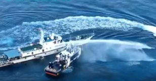 Chinese coastguard blasts Philippines research ship with water cannon