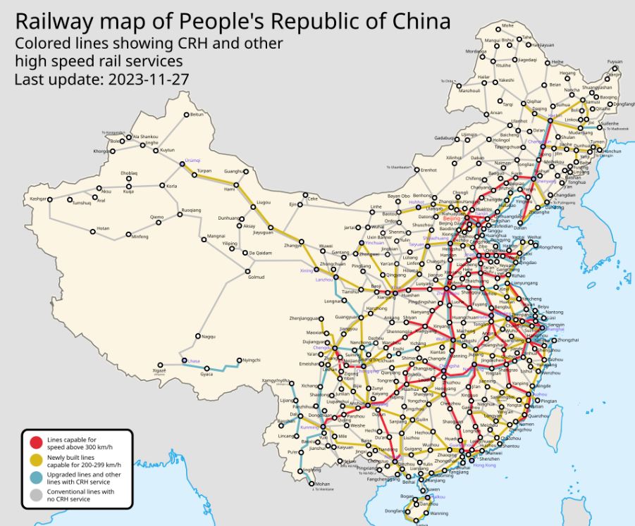 China's high-speed network exceeds 50,000km (31,000 miles)